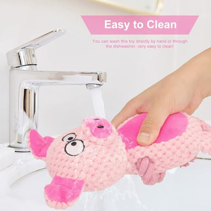 Dog Toys, Dog Squeaker Toys with Crinkle Paper, Stuffed Animal Dog Plush Chewing Toy, Cotton Rope Interactive Toys for Puppy, Small, Middle Dogs (Pink Pig) - color: Pink