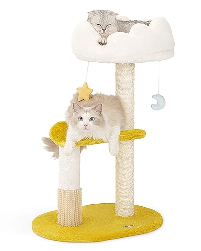 Happi N Pets Cloud Cat Tree, 31.5in Multi-Level Indoor Cat Tower with Scratching Posts, Viewing Perch, Removable & Washable Cushions, Cat Activity Tree with Dangling Toy - size: 31.5" with Scratching Posts