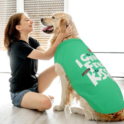 Kuoser Dog Shirt, Printed Dogs T-Shirt Soft Breathable Dog Shirts, Cute Doggy Sweatshirt for Small Medium Large Girls Boys, Pet Funny Clothes Tank Top Sleeveless Dogs Vest, Green M - color: Green, size: Medium (Chest: 18.5")
