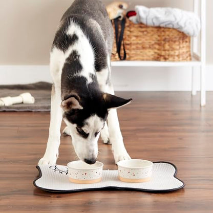 Bone Dry Ceramic Food Bowls, Non-Slip & Dishwasher Safe, Small Set, 4.25x2 Terrazzo - color: Terrazzo, size: Small Set, 4.25x2"