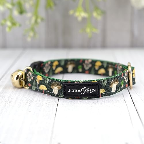Ultra Joys Cat Collar with Bells - Breakaway Collar for Kittens & Cats - Mushroom Small - color: Mushroom-Collar Only, size: Small
