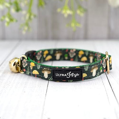 Ultra Joys Cat Collar with Bells - Breakaway Collar for Kittens & Cats - Mushroom Small - color: Mushroom-Collar Only, size: Small