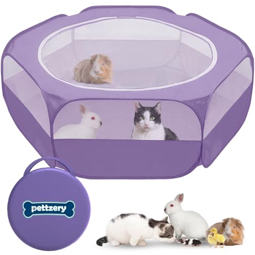 Small Animal Playpen with Zippered Top, Portable Waterproof Pet Cage (47"x23") for Kitten, Bunny, Guinea Pig, Hamster, Chicken Brooder, Indoor & Outdoor Exercise Pen, Foldable Design - color: Purple