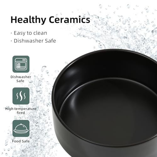 Havniva 8.3” Dog Bowl Ceramic Dog Food and Water Bowl, Durable Dog Water Bowl with Non-Slip Rubber Base Large Capacity Feeding Dishes for Large Dogs - color: Matte Black, size: 8.3 Inch