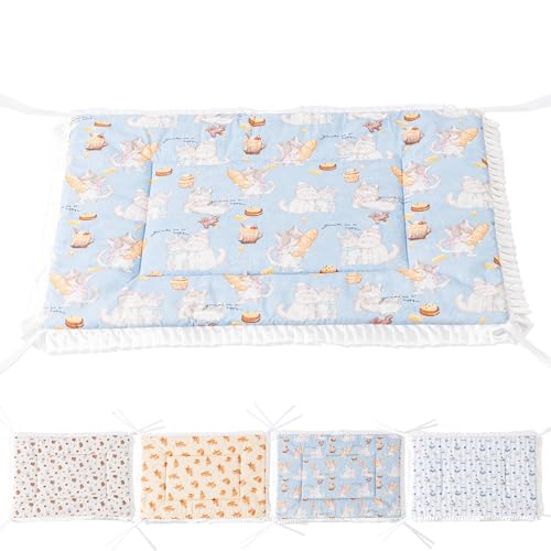Reversible Silent Cat Bed Self Warming Pet Pad Thin Style Mat Washable Cushion Pad, Pad for Window Perch Outdoor Cat Houses, for Cats, Small Dogs, Rabbits, Non Electric,(Blue Kitten,L) - color: Blue Kitten, size: Large