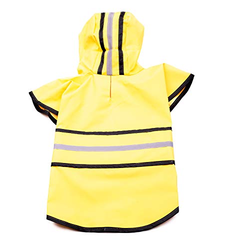 SPOT Rainy Days Slicker - Yellow Dog Rain Jacket With Hood, Reflective Strip for Safety, Leash Hole & Adjustable Velcro Belly Strap, 100% Polyester Water Resistant Pet Raincoat - XX-Large, 25in Long - size: XXL