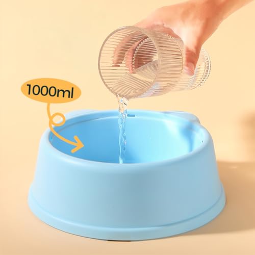 No-Spill Dog Water Bowl for Large Medium Small Dogs and Cats - Anti-Splash Pet Bowl with Floating Disk & Non-Skid Base, 34oz/1L Large Capacity (Blue) - color: blue