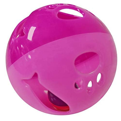 Large Cat Ball Toy with Bell – Interactive Rolling Design for Active Play – Sturdy Plastic Cat Toy Ball that Stays Visible During Play – Pink 1 Pack for Cats, Kittens, and Small Pets - color: Pink - 1 Pack
