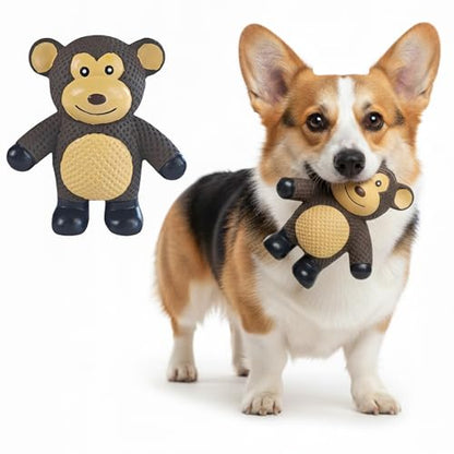 My Pet & Me - Squeaky Dog Toys for Light to Moderate Chewers - Fun Latex Toys for Puppies, Teething, and Gentle Play - Interactive Fetch and Chew Toy with Squeaker (Brown Monkey, 4.3 Inch) - size: 4.3 Inch, style: Brown Monkey