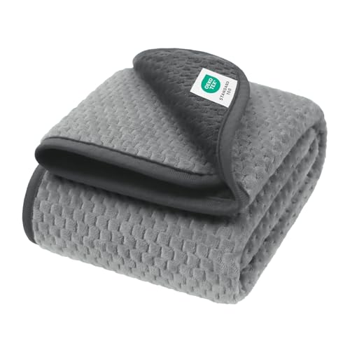 Luciphia Waterproof Blanket for Small Dog Cat Puppy Ultra-Soft & Calming Pet Throw Reversible Warm Fleece Durable Furniture Crate Couch Cover Protector Machine Washable Leakproof Grey, S (40''x28'') - color: Grey, size: S(40''x28'')