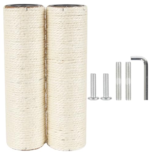 7.4cm 2.91in Diameter Cat Tree Scratching Post Replacement Sisal Pole Parts for Cat Tower (M10, 9.84in/25cm) - color: 9.84in/25cm, size: M10*2posts