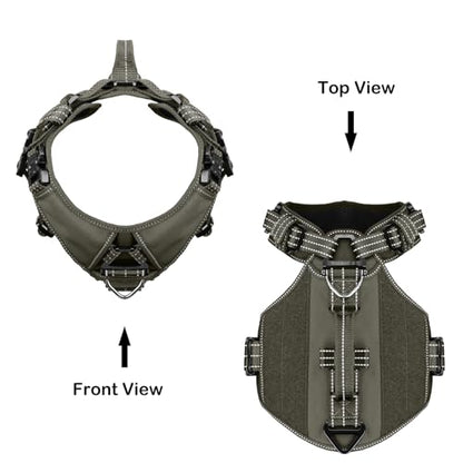 ICEFANG GN8 Tactical Dog Harness with 4X Metal Buckles for Small Sized Dogs,Reflective in Training Walking K9 Dog Vest,No-Pull Front Leash Clip,Adjustable Pet Harness (Green, Small (Pack of 1)) - color: Green, size: Small (Pack of 1)