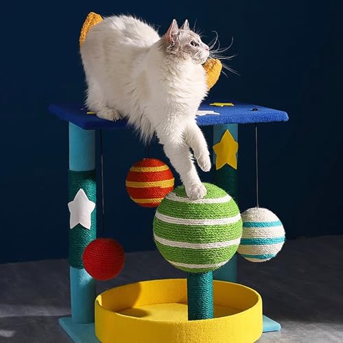 Starry Sky Cat Tree Tower | Multi-Layer Cats Furniture with Space Capsule | Cat Bed & Cat House Combined | Durable Cat Scratching Post for Indoor Cats (12Inch)