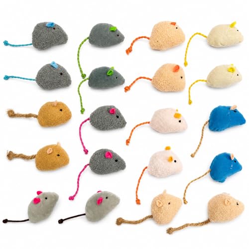 20-Pack Catnip Mouse Toys - Assorted Colors, Plush Mice with Catnip, Interactive Cat Toys for Indoor Kittens & Adults, Durable Cat Teaser Set