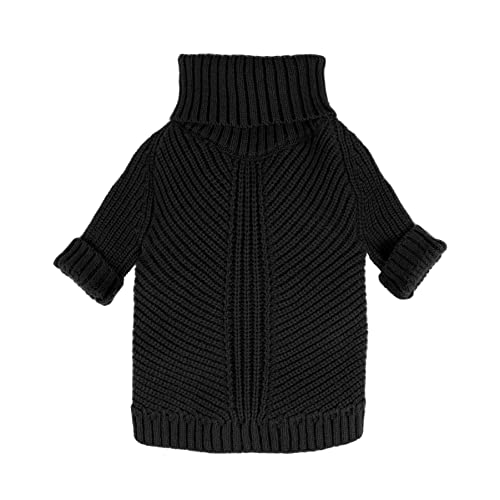 Fitwarm Dog Turtleneck Sweater, Thermal Knitted Pet Coat, Dog Winter Clothes for Small Dogs, Cat Apparel, Black, XS - color: Black, size: X-Small