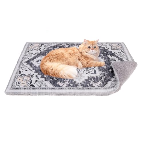 PUPTECK Reversible Cat Dog Bed Indoor Outdoor for Small Pets, Soft Warm Cat Bed Mat Washable Crate Pad Plush Blanket Cushion for Kennel Cage, Grey, 22"x13" - color: Grey, size: 22"x13"