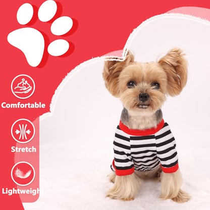 Dog Pajamas, Stretchy Puppy Jammies Onesie, Comfy Doggie Striped Pjs, Lightweight Soft Puppy Outfit, Dogs Clothes for Small Size Girl Boy(White,S) - color: Black, size: Small (Chest 14.2 in)