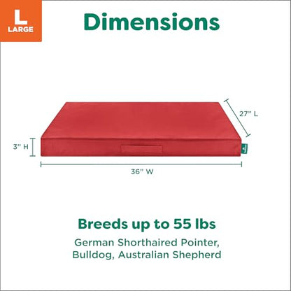 FurHaven Gridded Ripstop All-Weather Deluxe Orthopedic Mattress Pet Bed, Red, Large - color: Red, size: Large