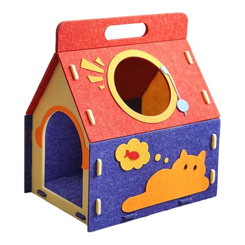 Felt Cat House Hideaway Cave Shelter, Scratch Resistant Indoor Cat Bed, Warm Spacious Play and Rest House for Cats- Style A - color: Style A