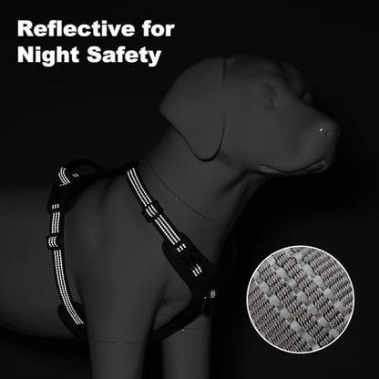No Pull Dog Harness – Adjustable Reflective Nylon Vest for Small Medium Large Dogs, Escape Proof Training Harness with Leather Control Handle, Lightweight Aluminum Hardware (Black, M) - color: Black, size: M