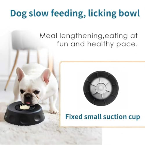 Slow Feeder Dog Bowls for Liquid Treats, Ball-in Interactive Bone Broth Dog Lick Bowl, 250ml Pup Lick Mat Toy for Large Medium Small Breeds, Ideal for Dietary Supplement & Post-op Nutrition (Black) - color: Black