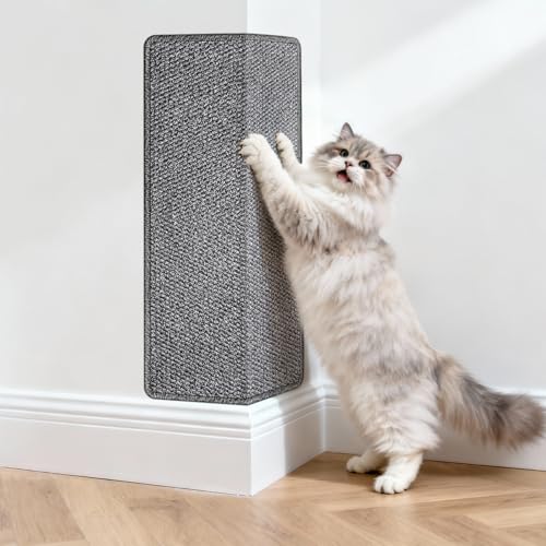 ENONCI Wall Corner Cat Scratcher | Cat Scratcher Wall Mounted with Faux Sisal & Carpet Pad, 23.6x11.8 Inch Furniture Protector for Indoor Cats to Protect Couches & Walls - color: Grey, size: 23.6x11.8"