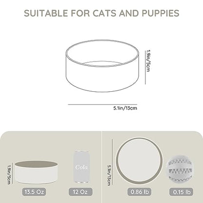 SPUNKYJUNKY 13.5OZ Ceramic Dog and Cat Bowl, Modern Cute Weighted Food Water Bowl for Replacement Grey (1 Pack) - color: Grey, size: 1.7 CUPS