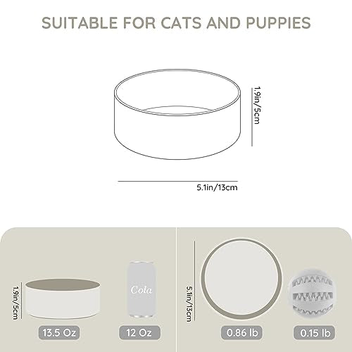 SPUNKYJUNKY 13.5OZ Ceramic Dog and Cat Bowl, Modern Cute Weighted Food Water Bowl for Replacement Grey (2 Pack) - color: Grey, size: 1.7 CUPS × 2