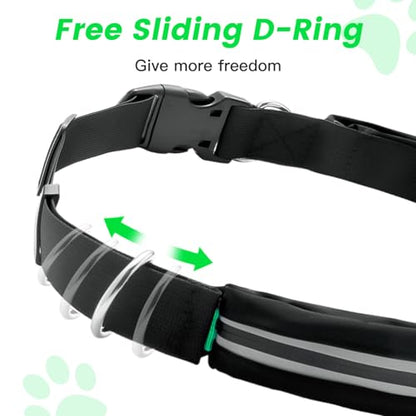 Waist Leash for Medium Large Dog Walking, Bungee Hands Free Leash with Zipper Pouch, Around The Waist No Pull Running Dog Belt, Padded Handle Jogging No Hands Heavy Duty - color: Green