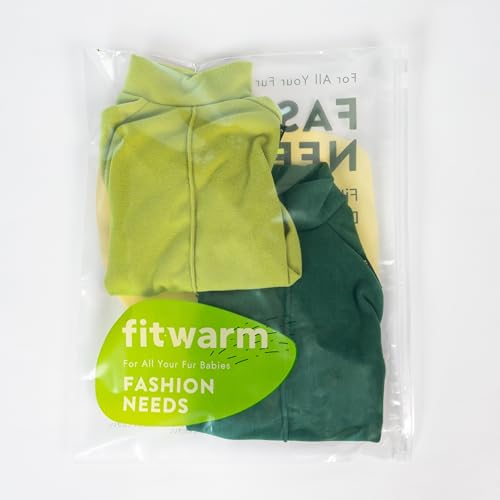 Fitwarm 2 Pack Lightweight Fleece Dog Pajamas, Warm Winter Clothes for Small Dogs Boy Girl, Cozy Pet Onesie with Feet, Yellow Green, Dark Green, Large - color: Green, size: Large
