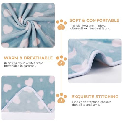 1 Pack 3 Blankets Super Soft Cute Dot Pattern Pet Blanket Flannel Throw for Dog Puppy Cat Purple/Pink/Cyan Medium - color: Purple/Pink/Cyan, size: 30x20 inch (Pack of 3)