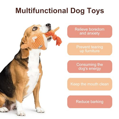 Dog Toys, Dog Squeaker Toys with Crinkle Paper, Stuffed Animal Dog Plush Chewing Toy, Cotton Rope Interactive Toys for Puppy, Small, Middle Dogs (Orange Fox) - color: Orange
