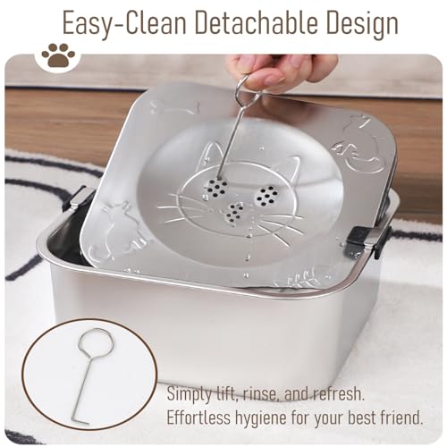 No Spill Water Bowl for Dogs, 101oz/3L Slobber Stopper Stainless Steel, Slow Drinking Dog Water Bowl, Spill Proof, Dishwasher Safe, Silver