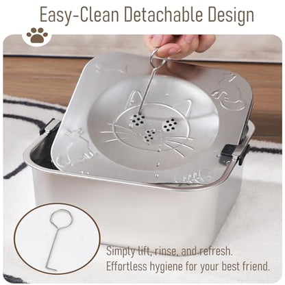 No Spill Water Bowl for Dogs, 101oz/3L Slobber Stopper Stainless Steel, Slow Drinking Dog Water Bowl, Spill Proof, Dishwasher Safe, Silver