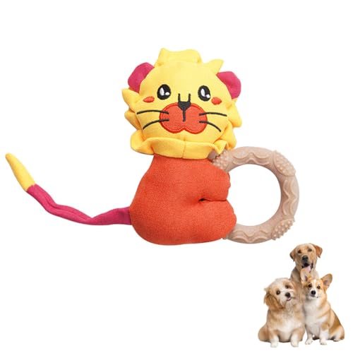 TiaoBug Puppy Teething Toy with Squeaky Soft Plush Dog Chew Toys for Small Dogs Interactive TPR Lion One Size - color: Lion