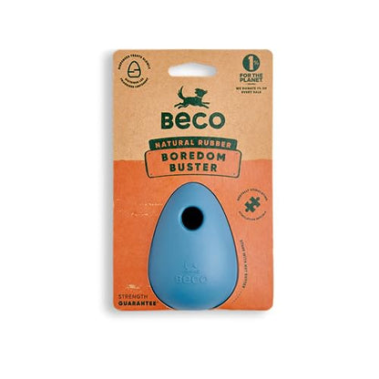 Beco Natural Rubber Bouncy, Chewy & Fillable Boredom Buster Dog Toy, Rolls & Wobbles Stuff with Multiple Fillable Holes, Blue - size: Pebble