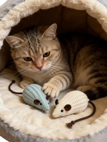 2 Pack Cat Mouse Toy Mouse Toys for Cats Cat Toy Mouse Cat Toys Mice Soft Plush Cat Chew Toy with Catnip for Kitten Interactive Play