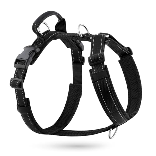 No Pull Dog Harness with Handle, Soft Mesh Padded Adjustable for Small Medium Large Dogs | Reflective Easy Walk Harness with Front Clip for Training, Running & Outdoor (Black, M) - color: Black, size: M