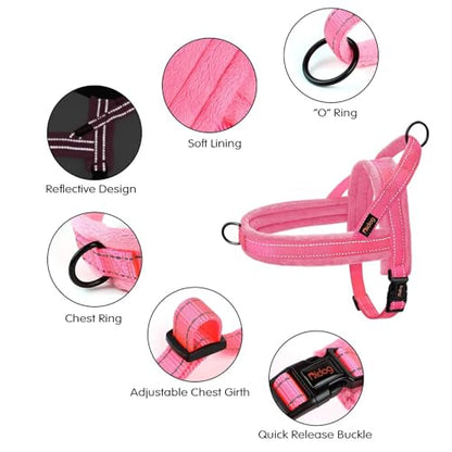 Didog Soft Flannel Padded Dog Vest Harness, No Pull/Quick Fit Reflective Dog Strap Harness, Easy for Training Walking (M:Chest 21-26", Pink) - color: Pink, size: M:chest 21-26"