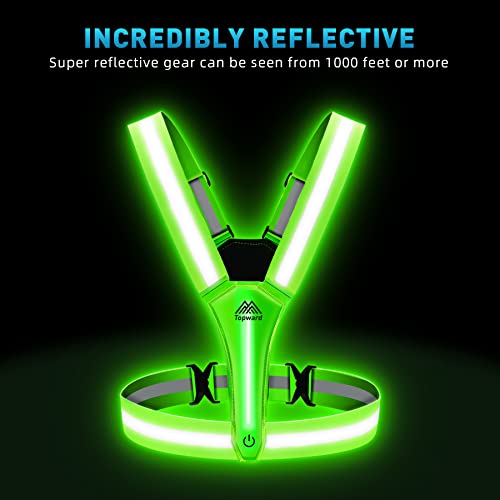 LED Reflective Vest Safety Gear, Light Up Vest for Night Walking Cycling, High Visibility Running Vest with Reflective Strips - color: Green