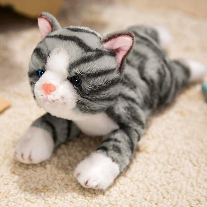 PEACH CAT Striped Cat Stuffed Animal 9.8" Realistic Kitten Plushies Soft Plush Toys Gifts for Kids Grey - style: 9.8“ Grey Cat