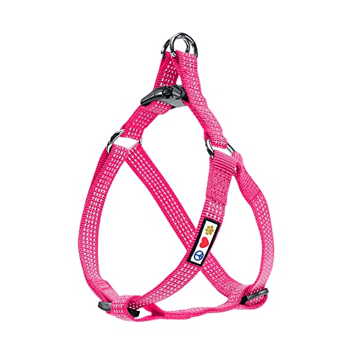 Pawtitas Reflective Step-in Dog Harness – Adjustable No-Pull Vest for Puppies to Seniors, Safe & Comfortable, XS Pink - color: Pink, size: X-Small (Pack of 1)