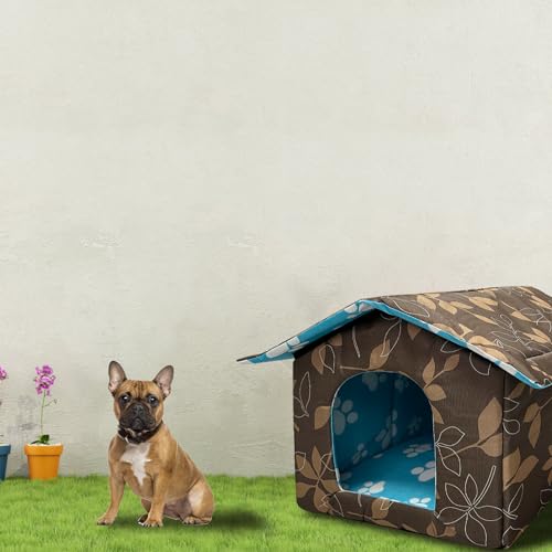 Soft Waterproof Dog House with Pad Pets Foldable Cool Cave Sleeping Bed for Dogs Cats Hamster Small Animal House All Weather Black - color: Black