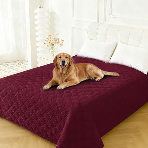 Waterproof Dog Blanket, Non-Slip Soft Pet Bed Cover, Couch Cover for Dogs Washable, Protects Sofa, Furniture, Crate, Car, Tear Resistant Leakproof Pet Blanket Christmas (30x70 Inch, Burgundy) - color: Burgundy, size: 30" x 70" (Pack of 1)