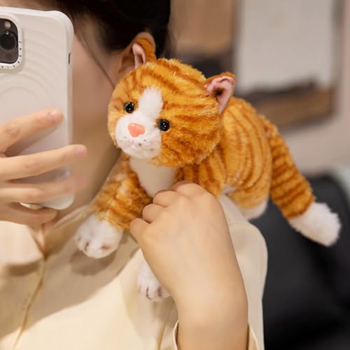 PEACH CAT Striped Cat Stuffed Animal 9.8" Realistic Kitten Plushies Soft Plush Toys Gifts for Kids Orange - style: 9.8“ Orange Cat