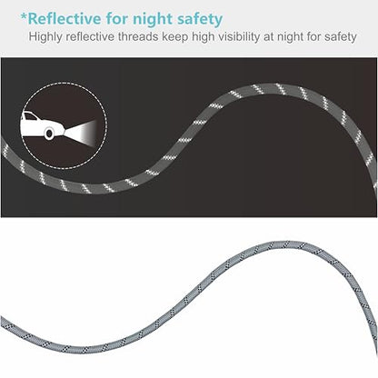 Dog Leash Heavy Duty 6ft, Double Handle Dog Leash with Padded Handle for Traffic Control, Reflective Rope Leashes for Large and Medium Dogs Night Control Safety Training (Grey) - color: Grey (25 to 120 lbs)