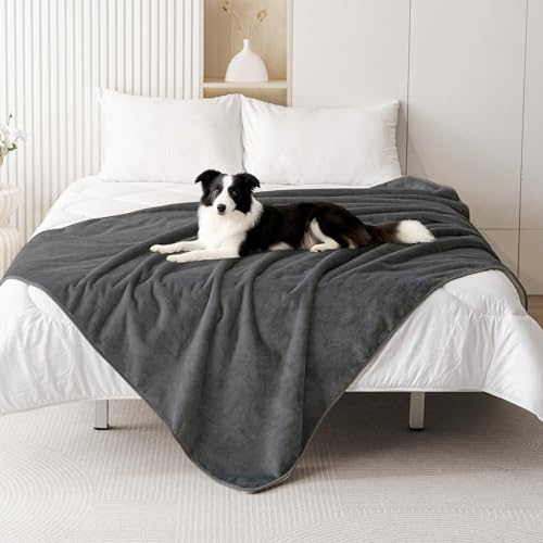 Smiry Waterproof Dog Bed Blanket, Leakproof Pet Throw Blanket for Bed Couch Sofa, Reversible Sherpa Fleece Furniture Protector Cover for Small Medium Large Dogs Cats (Dark Grey, 60x80 inches) - color: Dark Grey, size: 60x80 inches