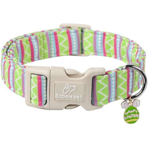 Easter Dog Collar for Small Dogs - Brightly Colored Stripe Easter Collars for Boy Girl Dogs, Adjustable Spring Holiday Pet Collars with Quick Release Buckle XS - color: Easter Stripe, size: XS