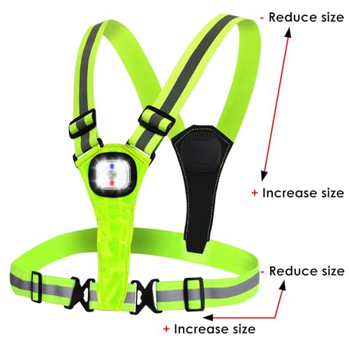 LED Reflective Running Vest,High Visibility Reflective Running Gear,Rechargeable Light Up Running Vest for Walking Running Cycling,Adjustable for Men Women Kids