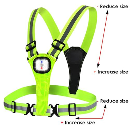 LED Reflective Running Vest,High Visibility Reflective Running Gear,Rechargeable Light Up Running Vest for Walking Running Cycling,Adjustable for Men Women Kids